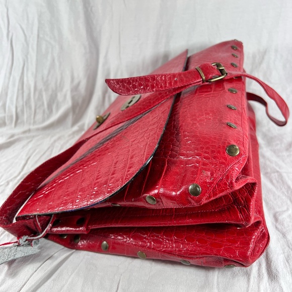 Caggiano Vintage Red Leather Briefcase Messenger Bag - Picture 9 of 14